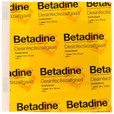 Betadine Desinfectiezalfgaas 10x10 steriel, per stuk