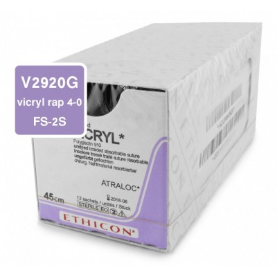 Ethicon vicryl rapide V2920G 4-0 (45cm), FS-2S, DS-18,5 per 12