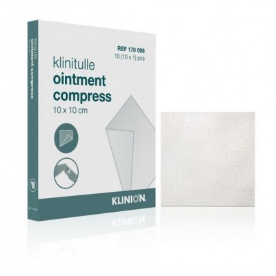 Klinitulle zalfcompressen 10x 10cm, per 10 stuks
