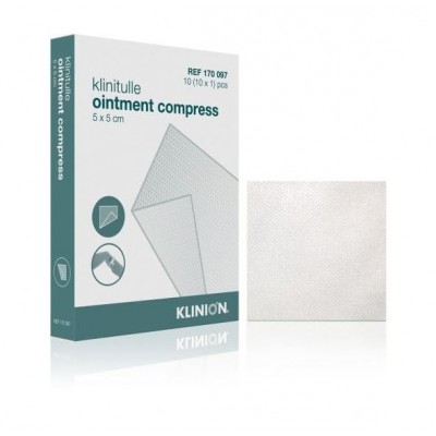 Klinitulle zalfcompressen 5 x 5cm, per 10 stuks